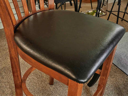 Set of 3 Cherry Stain Slat Bar Stools