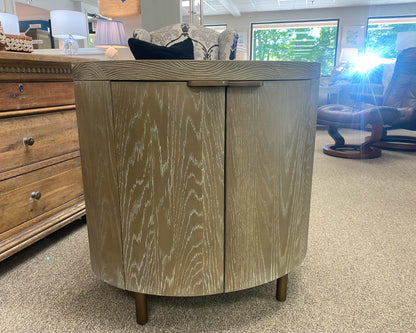 Oval Driftwood Finish 2 Door Nightstand
