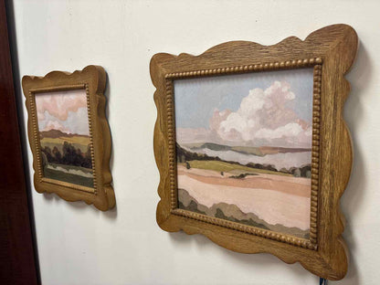 Set of Two Natural Wood Framed Landscapes