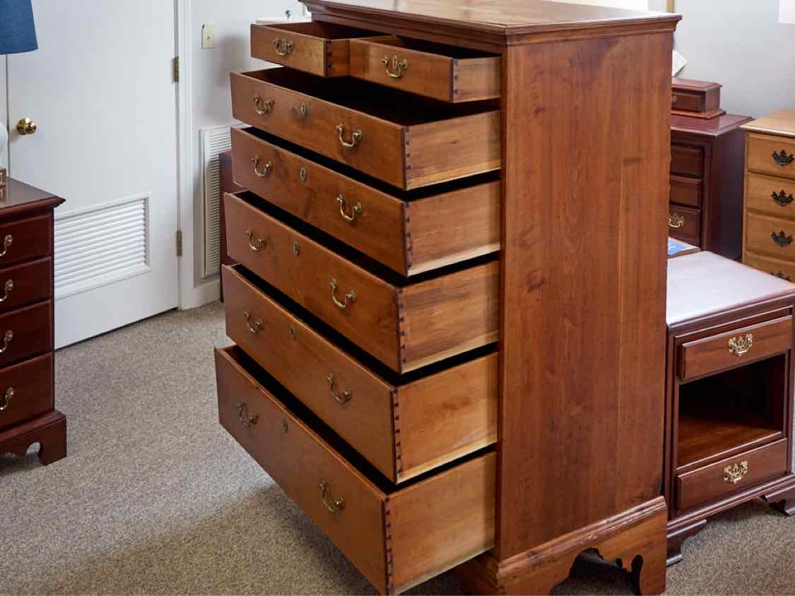 18th Century Chippendale Maple Tall 7 Drawer Chest
