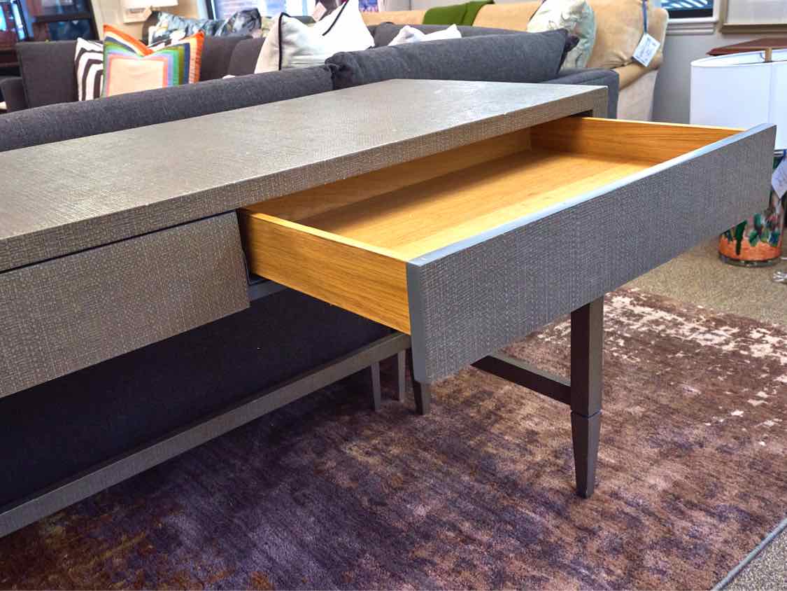 Grey Fabric Wrapped Desk with 2 Drawers