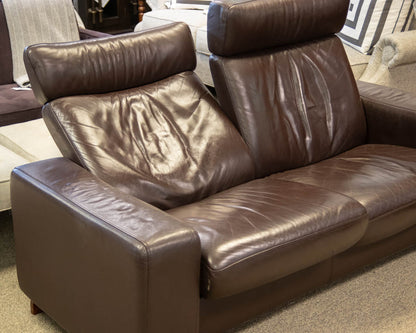 Stressless High Back Reclining Leather Loveseat