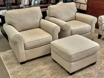 Pottery Barn Pair of Chairs w/ Matching Ottoman