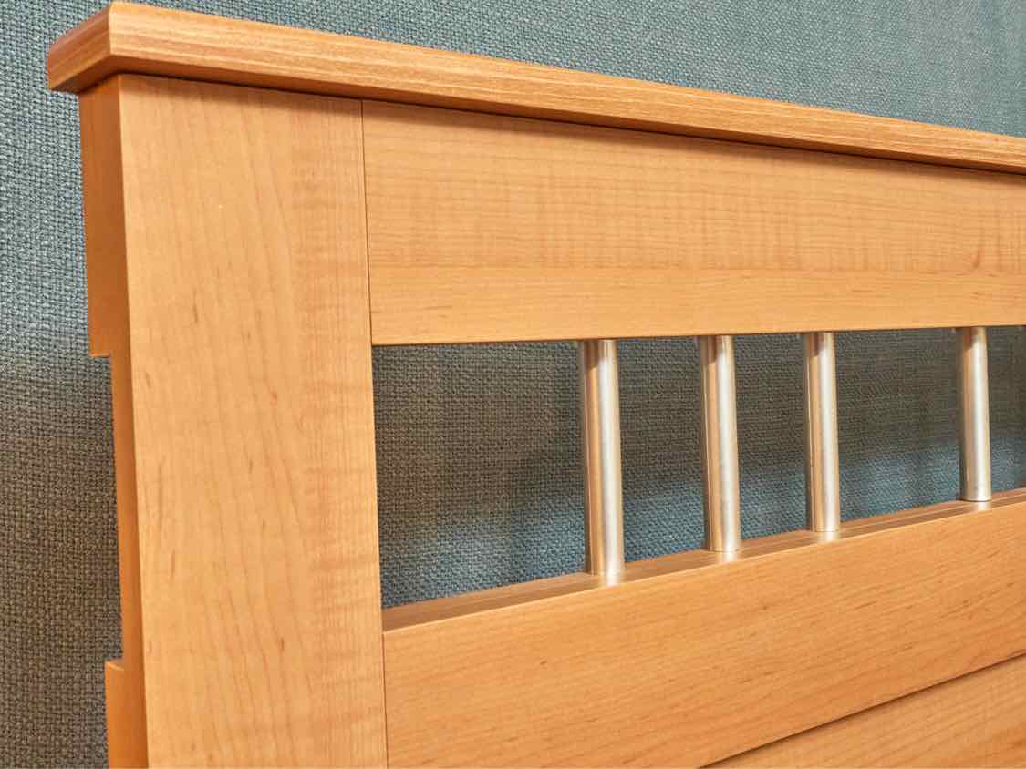 Maple Full Headboard with Silver Accents