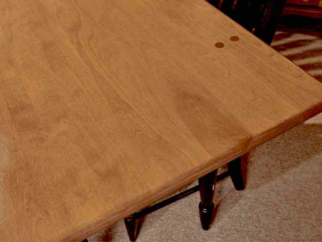 Maple Top Distressed  Black Finish Turned Legs Dining Table & 6 Chairs