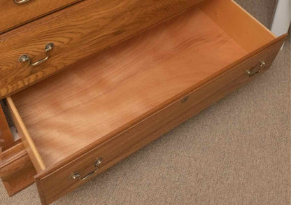 Kincaid Oak 6 Drawer Tall Chest with Brass Hepplewhite Handles