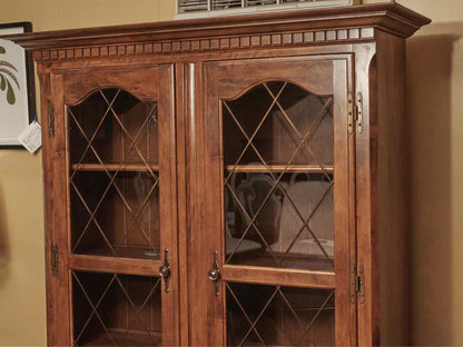 Heywood Wakefield Maple 2 Glass Door 2 Drawer 4 Shelf  China Cabinet