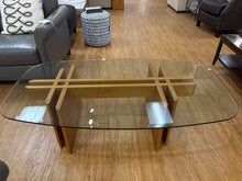Mid-Century Modern Oval Glass Top Teak Coffee Table