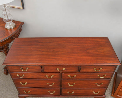 Henkel Harris 9 Drawer Mahogany Chippendale-Style Chest W/ Brass Hardware