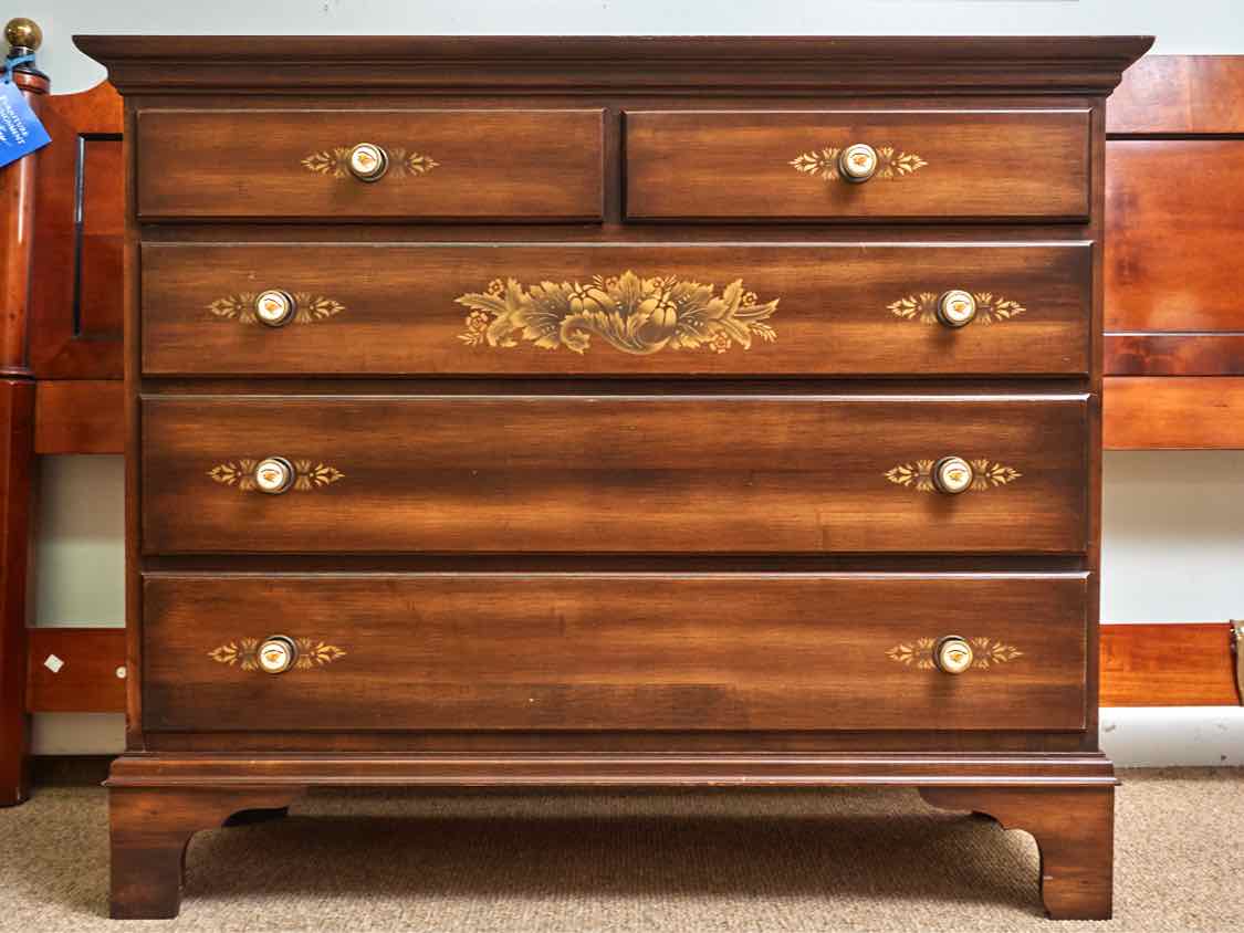 Hitchcock  'Nutmeg'  Stencil Accents Maple 5 Drawer Chest