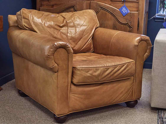 RH Saddle Brown Leather Chair