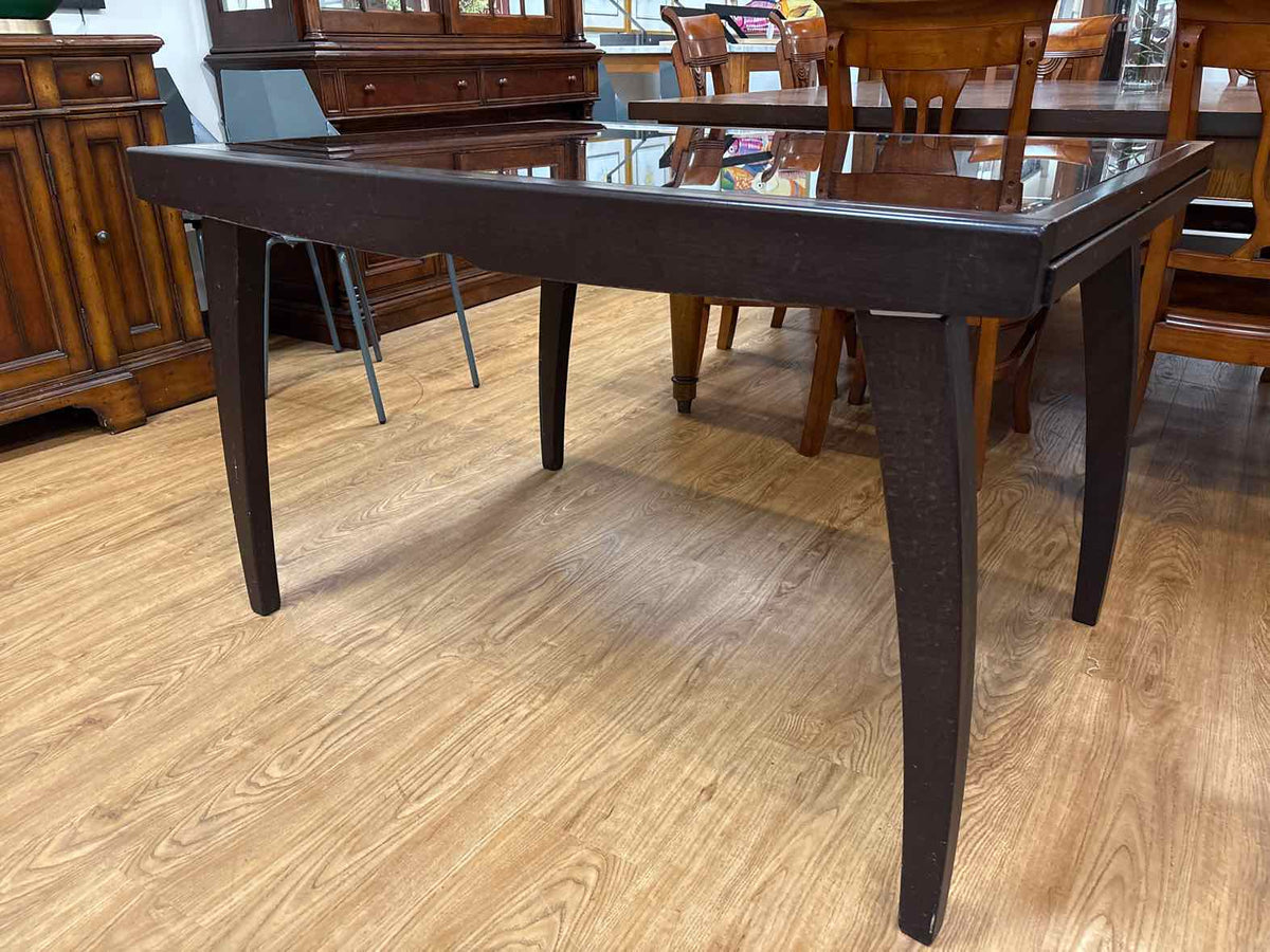 Calligaris Espresso Glass Top Dining Table & Set of 4 Trellis Back Chairs