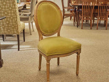 Set of 6 French Style Oval Back Dining Chairs in Avocado Velvet on Drifted Frame