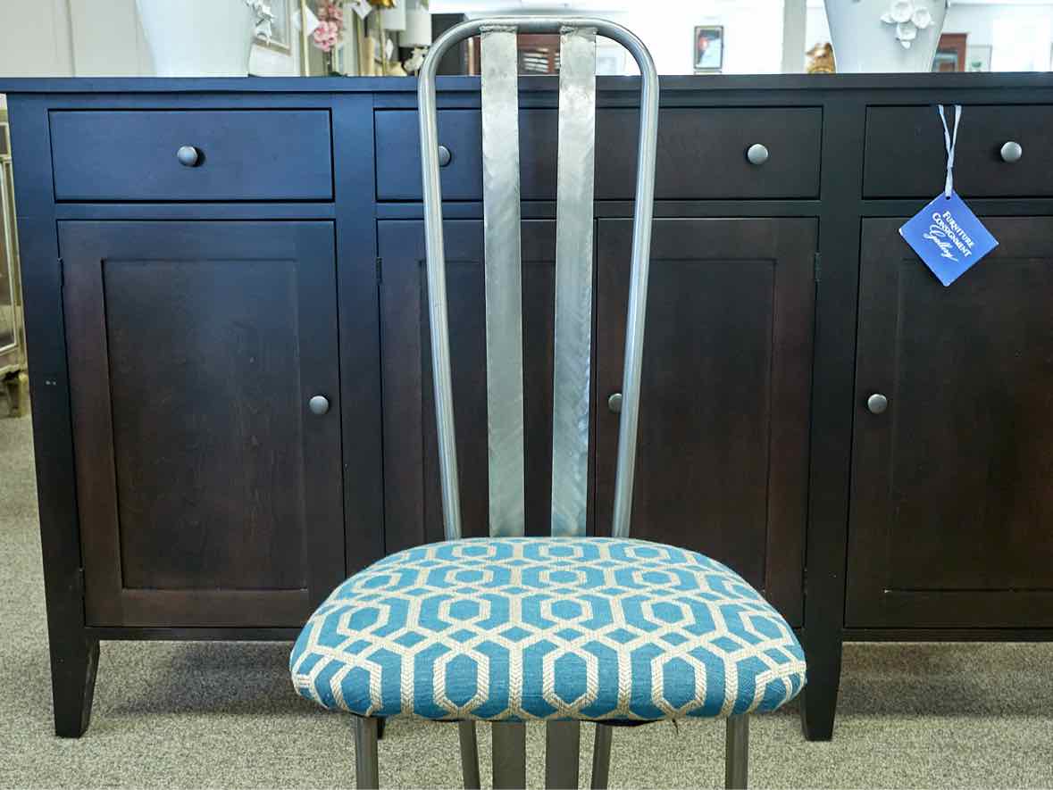 Set of 4 Custom Brushed Stelel Dining Chairs