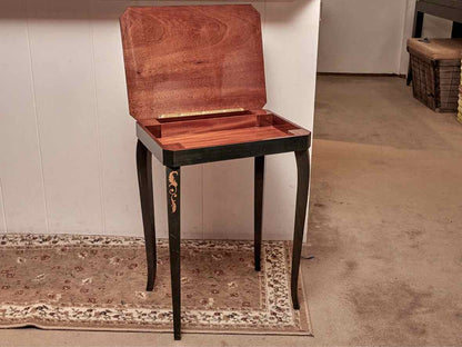 A. Garglulo & Iamuzzi  Green Finish Wood Marguetry Inlaid Music  Box Side Table