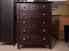 Melateck Walnut Finish 7 Drawer Nickle Knobs  Chest