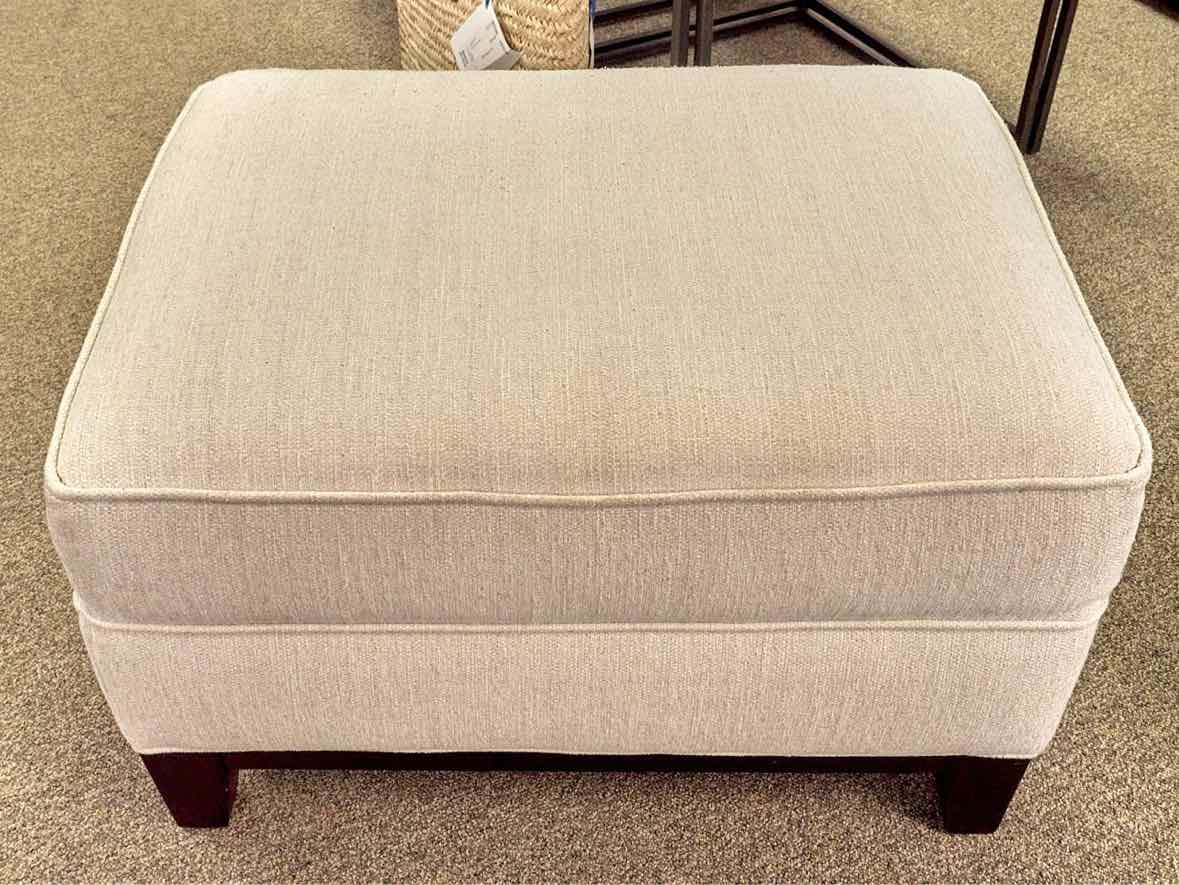 Upholstered Ottoman in Sand W/ Espresso Base