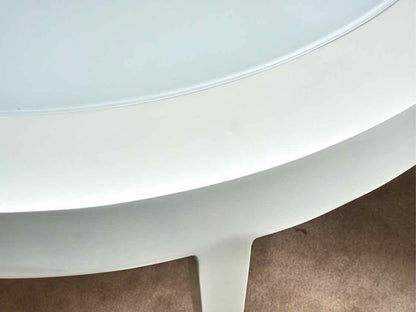 Century Furniture Round White  Metal Frame White Opaque Glass  Cocktail Table