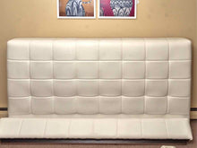 Biscuit  Stiched Upholstered King Bed in Faux Leather