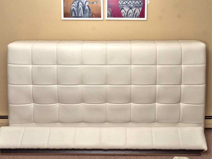 Biscuit  Stiched Upholstered King Bed in Faux Leather