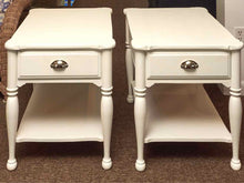 Pair Of White Finished Cookie Cutter Edges 1 Drawer & Shelf Side Tables