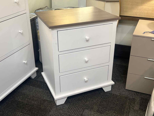 White Nightstand w/ Greywash Top