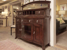 Espresso Finish 5 Drawer 3 Door Chrome Knobs &  Attached Mirror Sideboard
