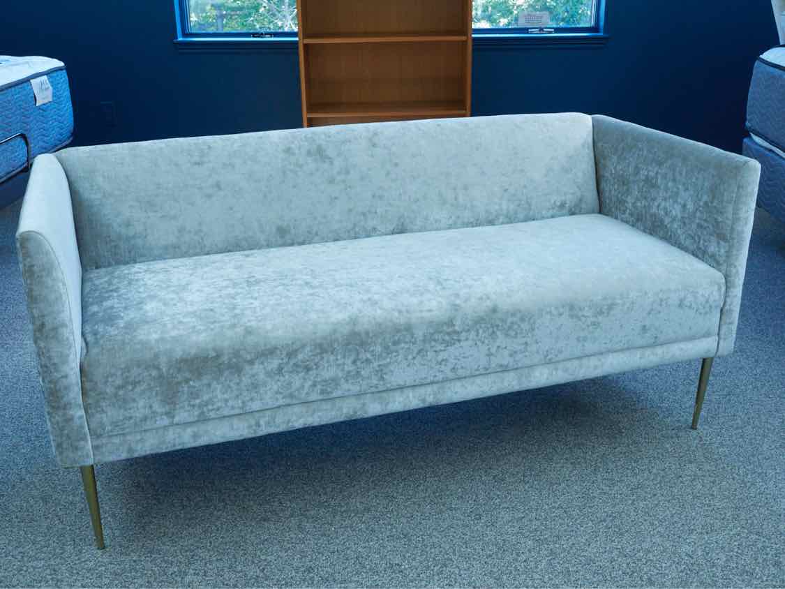 Performance Velvet Silver Gray Tight Back Chrome Legs Loveseat