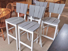 Set Of 4 Telescope Outdoor Furniture Driftwood Finish White Legs  Bar Stools
