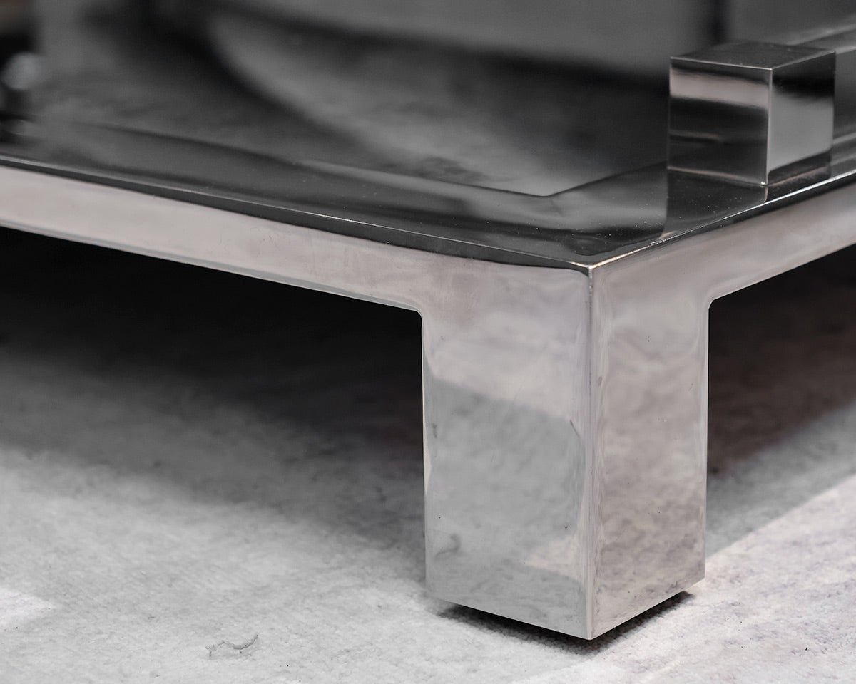 Rectangular Glass and Chrome Cocktail Table