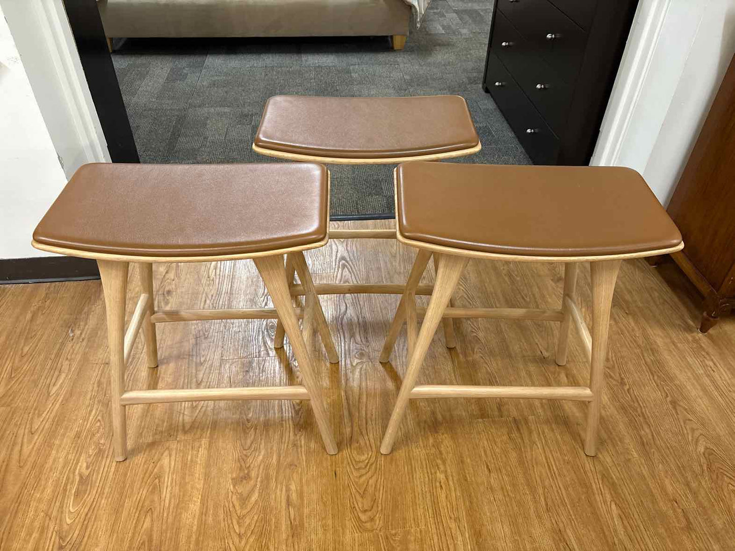 Set of 3 Ethnicraft 'Osso' Counter Stools