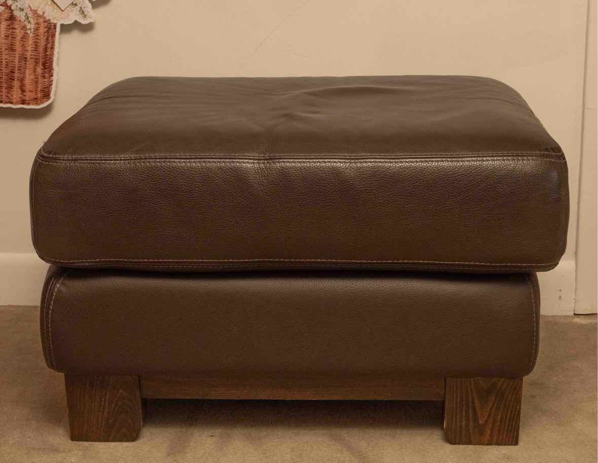 Natuzzi Chocolate Brown Pebble Leather  Ottoman