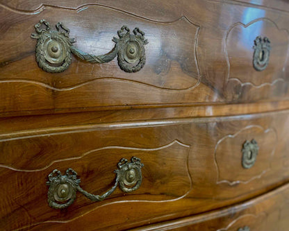 French Style Chestnut 3 Drawer Chest with Brass Wreath & Laurel Handles