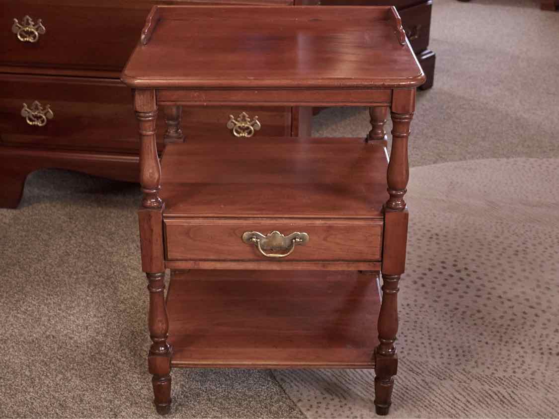 Cherry Nightstand with 1 Drawer & 2 Shelves