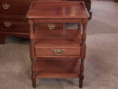 Cherry Nightstand with 1 Drawer & 2 Shelves