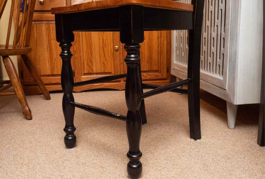 Pair Of Cherry Seat Black Finish Counter Stools