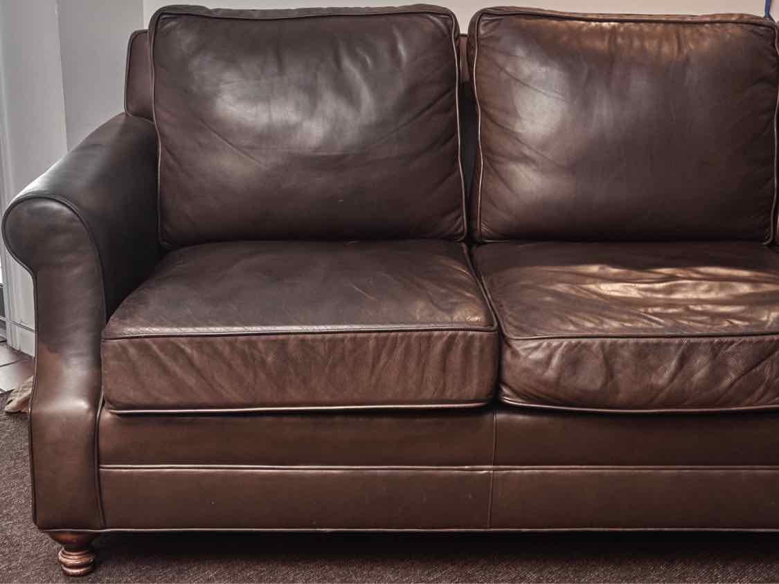 Leather 3 Cushion Sofa In Dark Chocolate