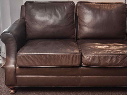 Leather 3 Cushion Sofa In Dark Chocolate