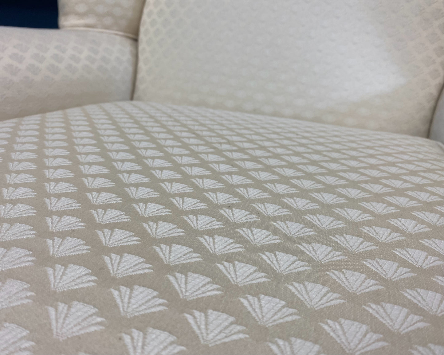 Cream Tone on Tone Print Wing Chair & Ottoman