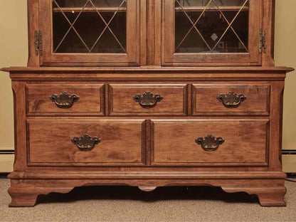 Heywood Wakefield Maple 2 Glass Door 2 Drawer 4 Shelf  China Cabinet