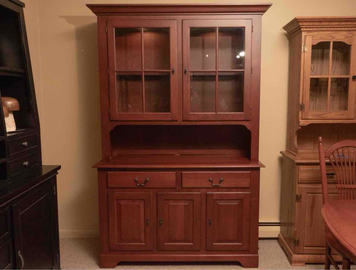 Le Mieur Cherry  2 Glass Pane Door Hutch in Russet Finish