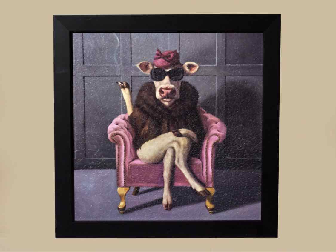 'Udder In Law'  Textured Print In Black Frame