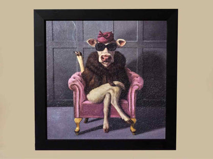 'Udder In Law'  Textured Print In Black Frame