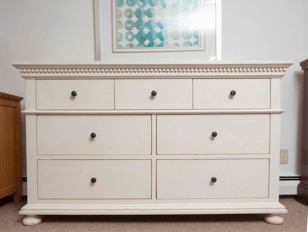 Restoration Hardware Cream Finish 7 Drawer Dresser