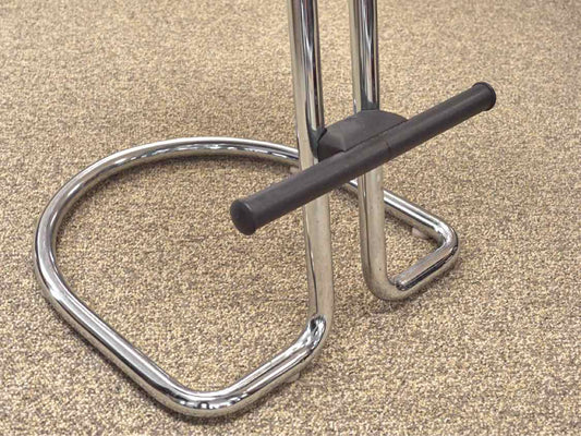 Chrome Base Counter Stool  W/ Black Leather Seat