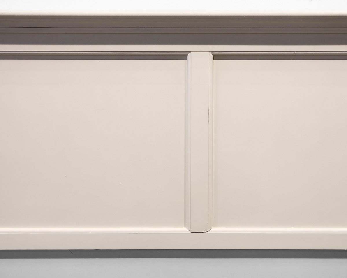 Cream Paneled Platform King Bed with 3 Storage Drawers