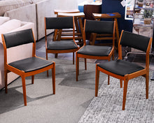 Four Solid Teak Chairs w/ Black