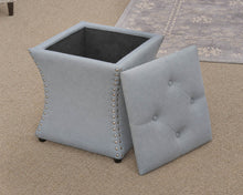 Pair of Blue Grey Storage Ottomans