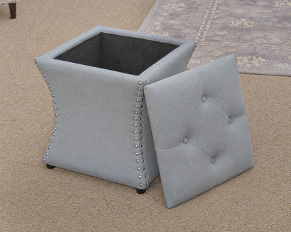 Pair of Blue Grey Storage Ottomans