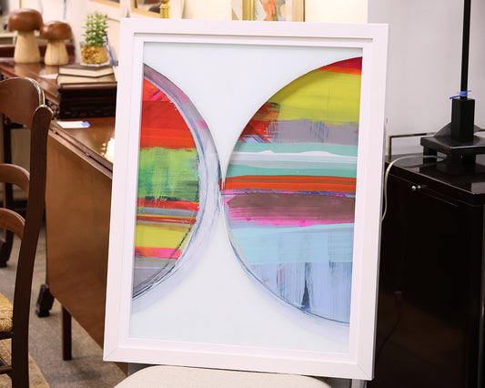 "Rhythmic Circles IIB" Print in White Lacquer Frame
